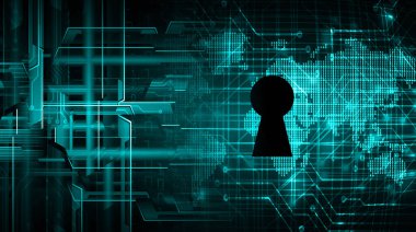 Sayısal arkaplan ve siber güvenlik konusunda kapatılmış asma kilit