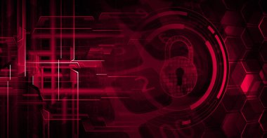 Sayısal arkaplan ve siber güvenlik konusunda kapatılmış asma kilit