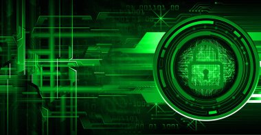 Sayısal arkaplan ve siber güvenlik konusunda kapatılmış asma kilit