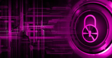 Sayısal arkaplan ve siber güvenlik konusunda kapatılmış asma kilit