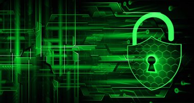 Sayısal arkaplan ve siber güvenlik konusunda kapatılmış asma kilit