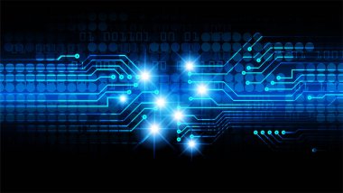 mavi renkli modern dijital duvar kağıdı, teknoloji konsepti