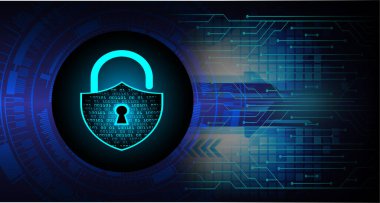 Sayısal arkaplan ve siber güvenlik konusunda kapatılmış asma kilit