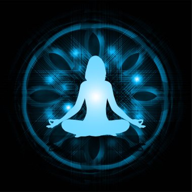 Nilüfer çiçeğinin silüeti siyah bir arkaplanda poz verir.