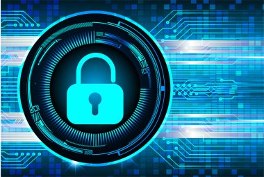 Sayısal arkaplan ve siber güvenlik konusunda kapatılmış asma kilit