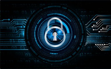 Sayısal arkaplan ve siber güvenlik konusunda kapatılmış asma kilit