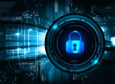 Sayısal arkaplan ve siber güvenlik konusunda kapatılmış asma kilit