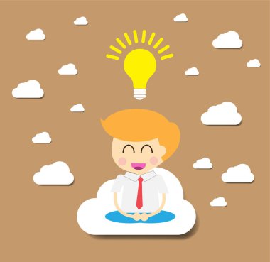 Fikir ve başarı vektörü illüstrasyonuna sahip iş adamı