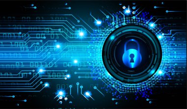 Dolabı olan arka plan vektör illüstrasyonu, dijital güvenlik kavramı