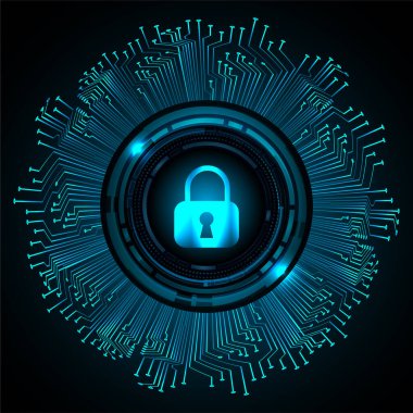 Sayısal arkaplan ve siber güvenlik konusunda kapatılmış asma kilit