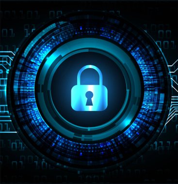 Sayısal arkaplan ve siber güvenlik konusunda kapatılmış asma kilit