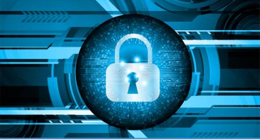 Ekranda asma kilit ve kilit simgesi olan siber güvenlik kavramı