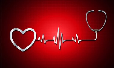Kalp atışları kırmızı arkaplanda