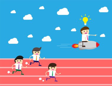 Stadyumdaki iş adamlarıyla yapılan çizgi film spor yarışı