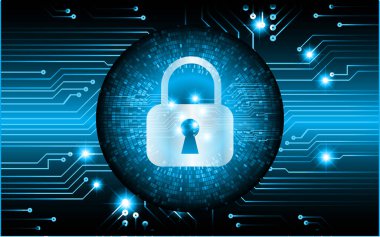 Sayısal arkaplan ve siber güvenlik konusunda kapatılmış asma kilit