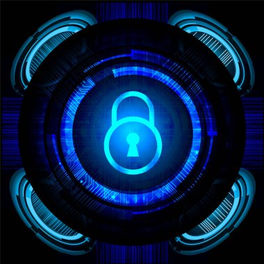 Dolabı olan arka plan vektör illüstrasyonu, dijital güvenlik kavramı