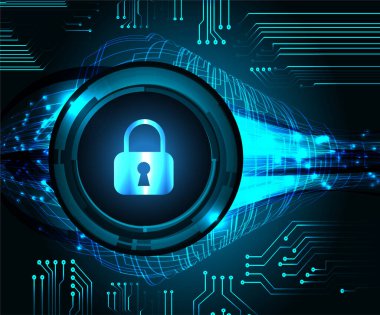Sayısal arkaplan ve siber güvenlik konusunda kapatılmış asma kilit
