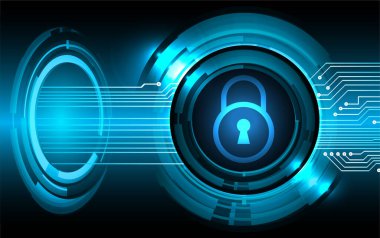 Sayısal arkaplan ve siber güvenlik konusunda kapatılmış asma kilit