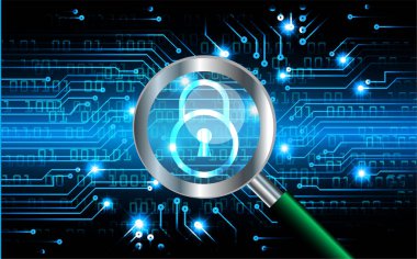 Dolabı olan arka plan vektör illüstrasyonu, dijital güvenlik kavramı