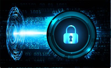Sayısal arkaplan ve siber güvenlik konusunda kapatılmış asma kilit