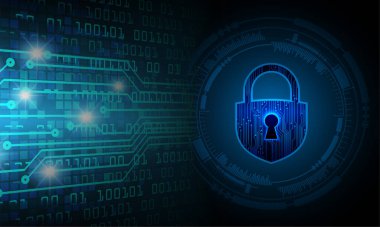 Sayısal arkaplan ve siber güvenlik konusunda kapatılmış asma kilit