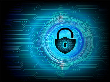 Dijital arka planda asma kilit olan siber güvenlik kavramı. vektör illüstrasyonu