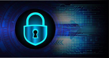 Sayısal arkaplan ve siber güvenlik konusunda kapatılmış asma kilit