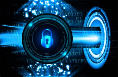 Dijital arkaplanda asma kilit, siber güvenlik