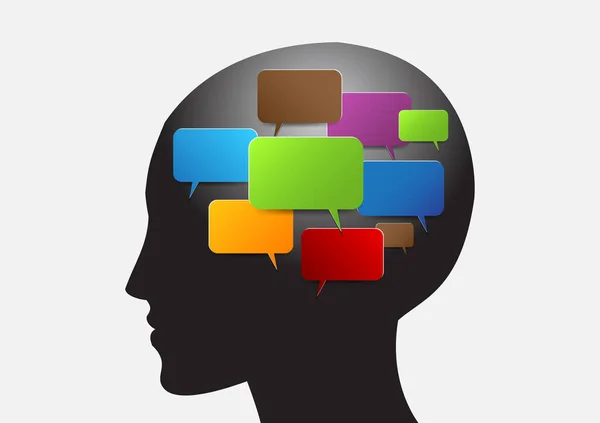 Human Brain Speech Bubbles — Stock Vector