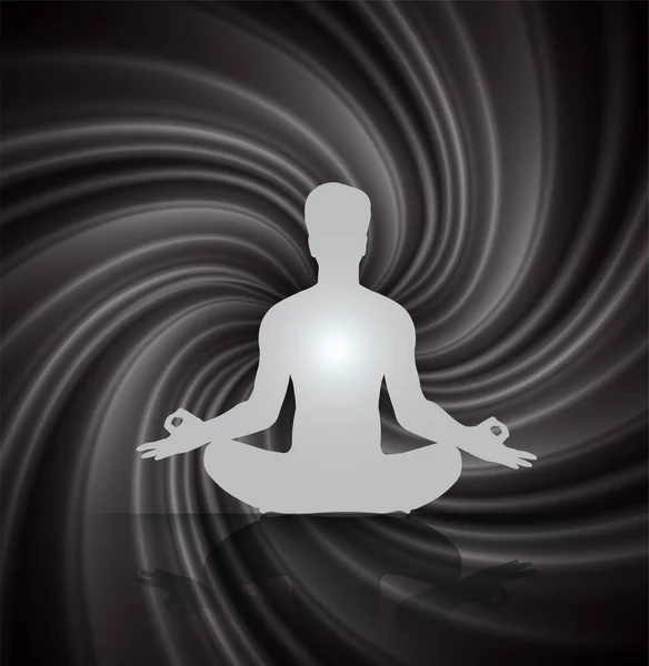 Meditación Pose Loto Sobre Fondo Negro — Vector de stock