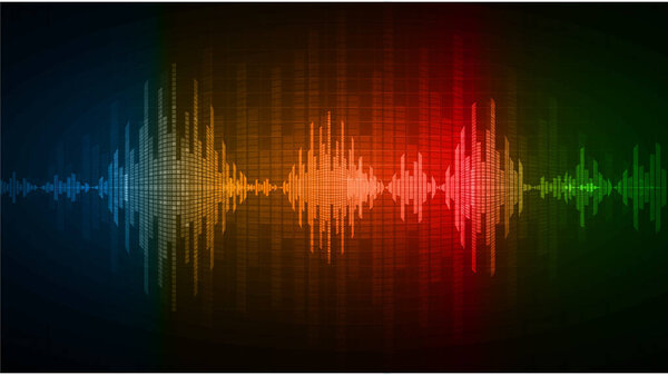 abstract background with sound waves and dots