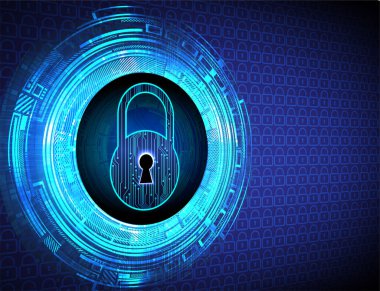 Sayısal arkaplan ve siber güvenlik konusunda kapatılmış asma kilit