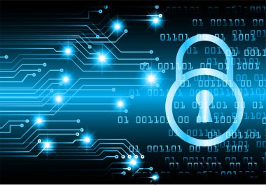 Sayısal arkaplan ve siber güvenlik konusunda kapatılmış asma kilit