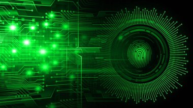 Parmak izi ağı siber güvenlik arka planı.