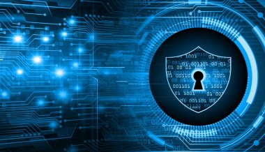 Sayısal arkaplan ve siber güvenlik konusunda kapatılmış asma kilit