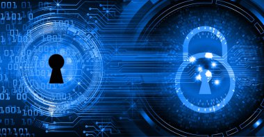 Sayısal arkaplan ve siber güvenlik konusunda kapatılmış asma kilit