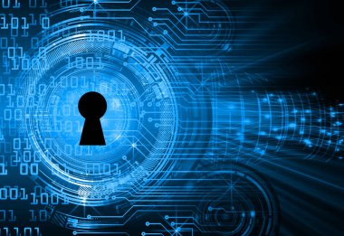 Sayısal arkaplan ve siber güvenlik konusunda kapatılmış asma kilit