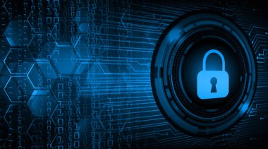 Sayısal arkaplan ve siber güvenlik konusunda kapatılmış asma kilit