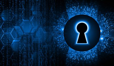 Sayısal arkaplan ve siber güvenlik konusunda kapatılmış asma kilit