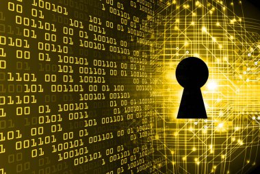 Sayısal arkaplan ve siber güvenlik konusunda kapatılmış asma kilit