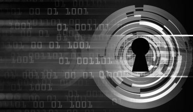 anahtar deliği ile arkaplan vektör illüstrasyonu, dijital güvenlik kavramı