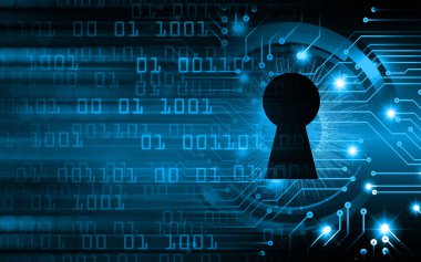 anahtar deliği ile arkaplan vektör illüstrasyonu, dijital güvenlik kavramı