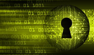 anahtar deliği ile arkaplan vektör illüstrasyonu, dijital güvenlik kavramı