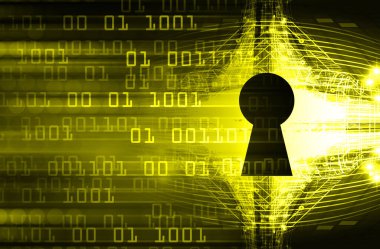 anahtar deliği ile arkaplan vektör illüstrasyonu, dijital güvenlik kavramı