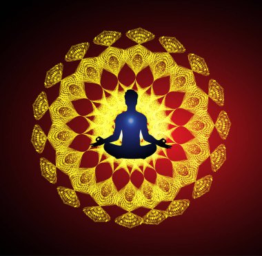 ikon tasarımı ile yoga meditasyonu, vektör illüstrasyonu 10 eps grafik.