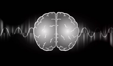 Siyah arka planda parlayan ampullü beyin