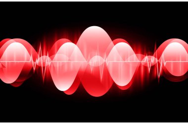 Kırmızı ve siyah ses dalgalarının vektör çizimi