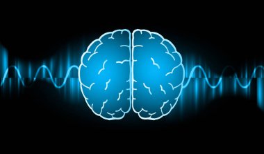 Siyah arka planda insan kafası olan bir beyin.