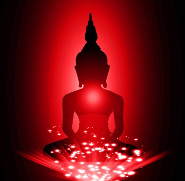 Nilüfer çiçeğiyle meditasyon yapan bir kadının vektör çizimi