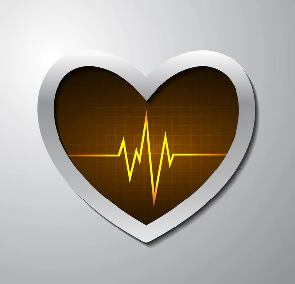 Electrocardiogram Heartbeat Line Heart Frame — Stock Vector